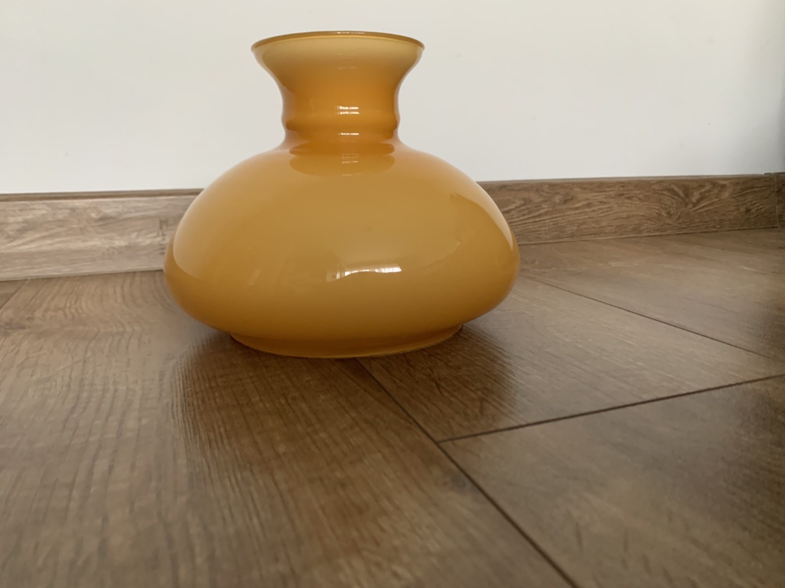 Vintage Amber and White Glass Paraffin oil Lamp Shade