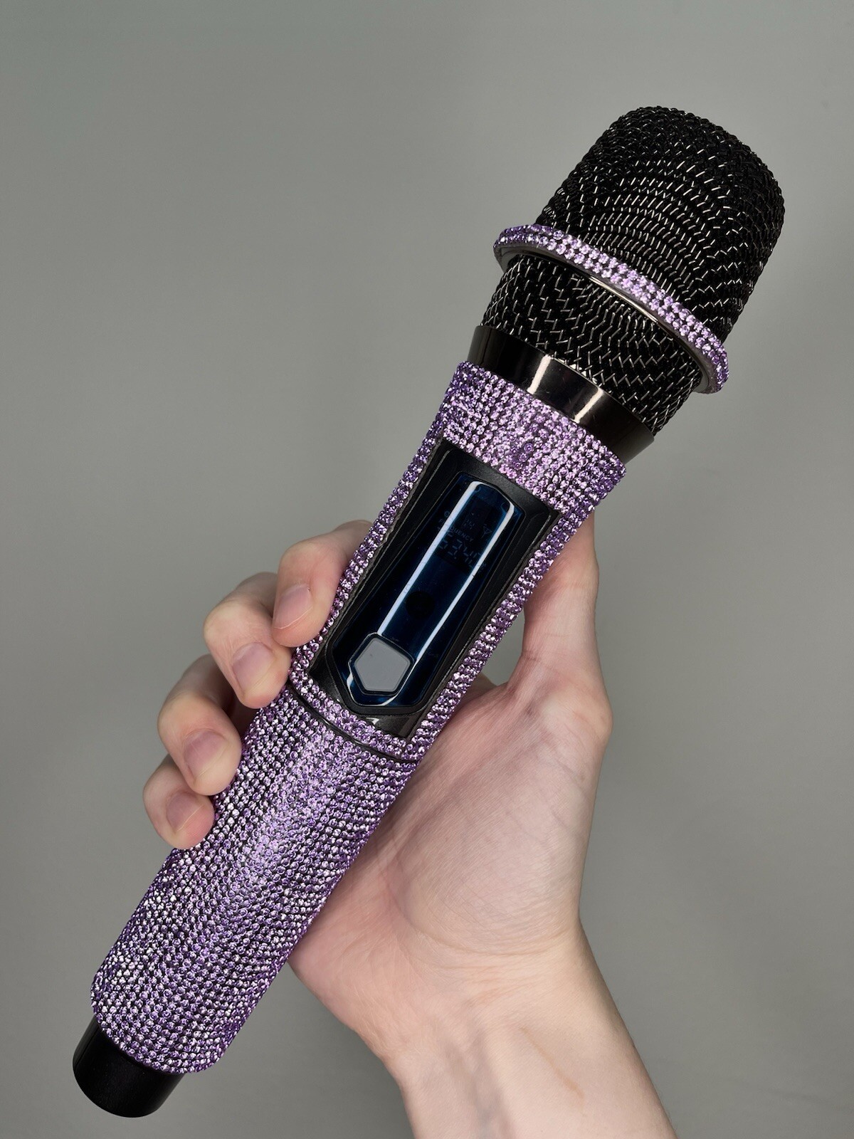 Lavender Rhinestone Wireless Karaoke Microphone + Receiver System - Rechargeable
