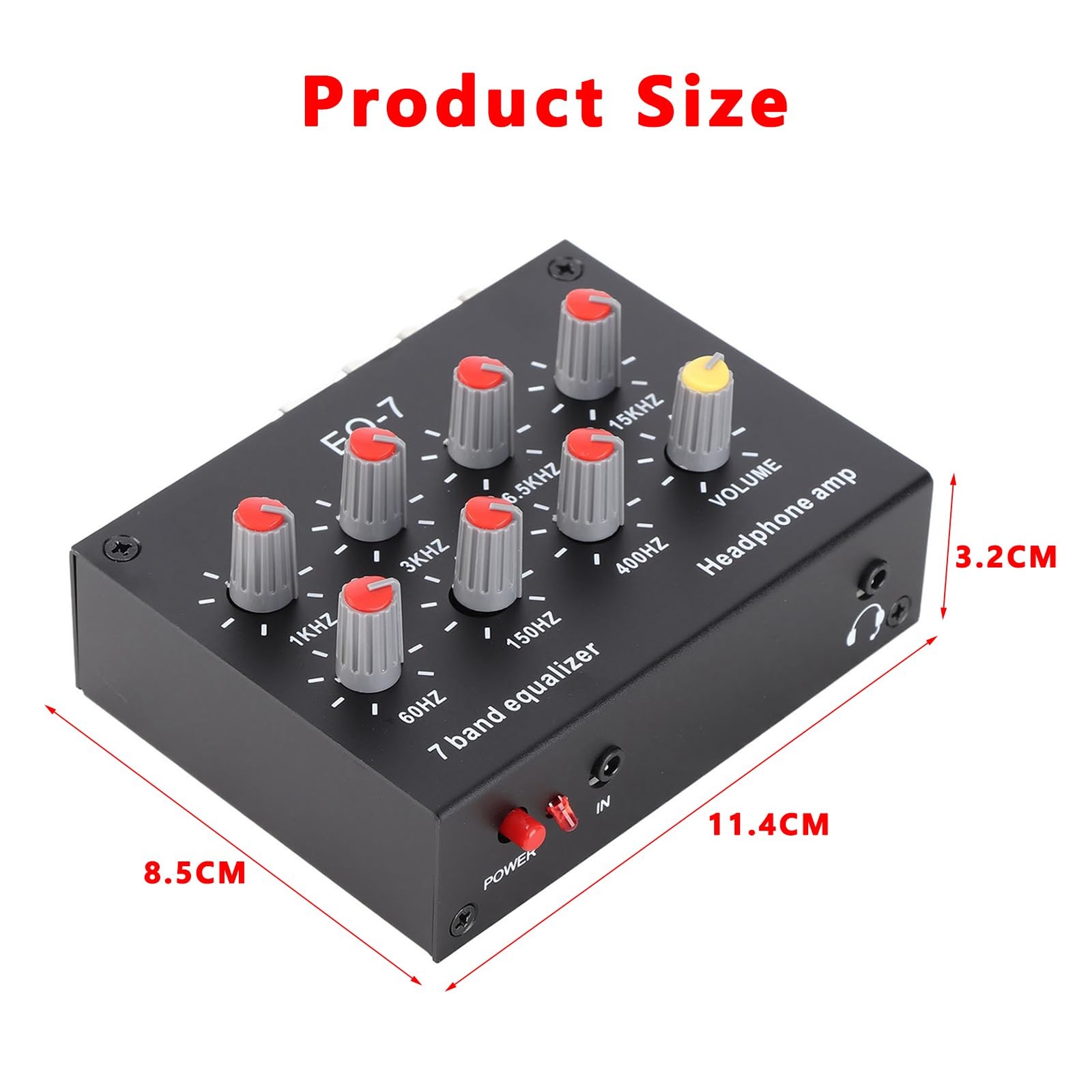 7 Band Sound Equalizer with 3.5mm Interface, Dual Channel Digital Equalizer, ...