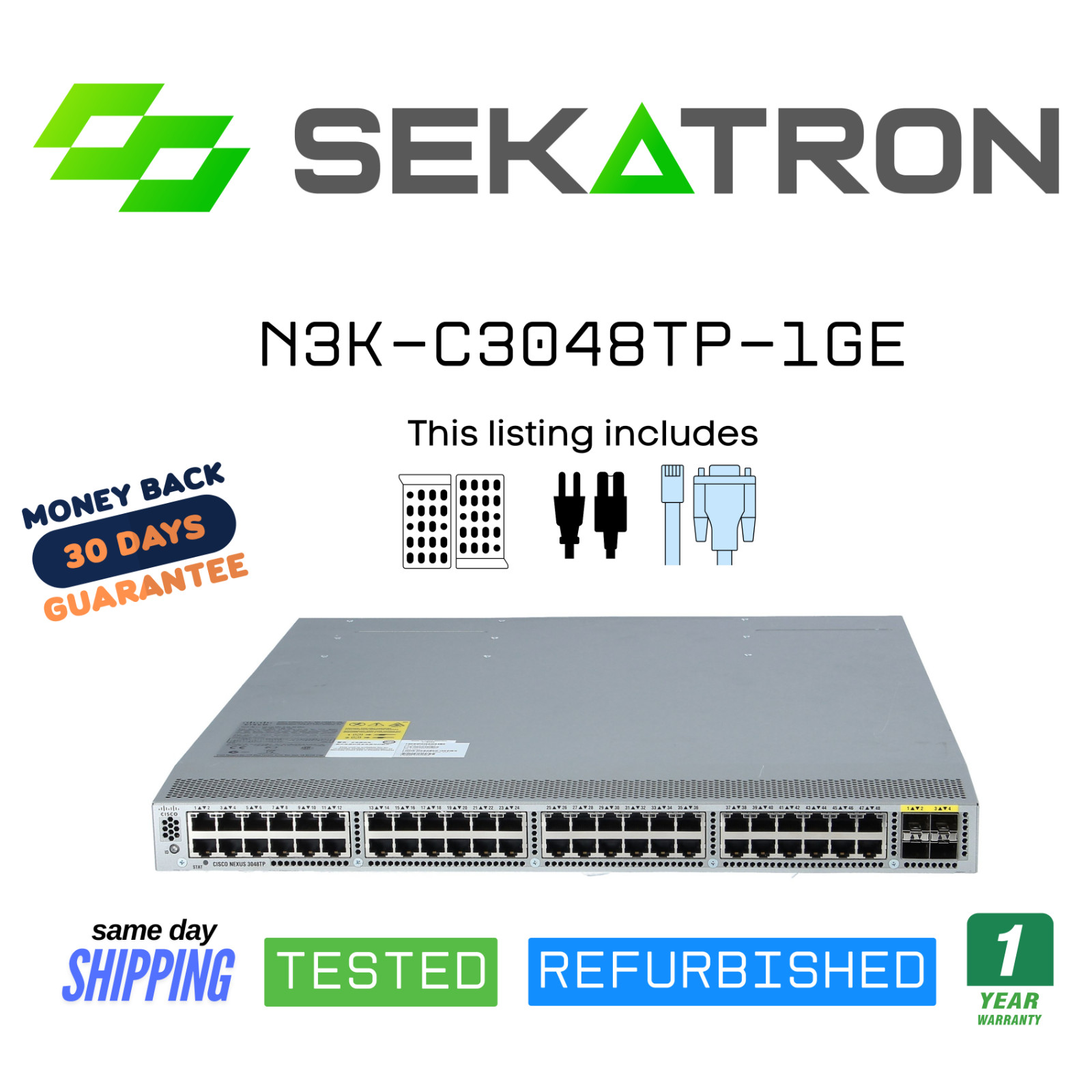 🔀 Cisco Nexus N3K-C3048TP-1GE Switch • 48×1G + 4×10G (SFP+) • ⚡Fast Shipping