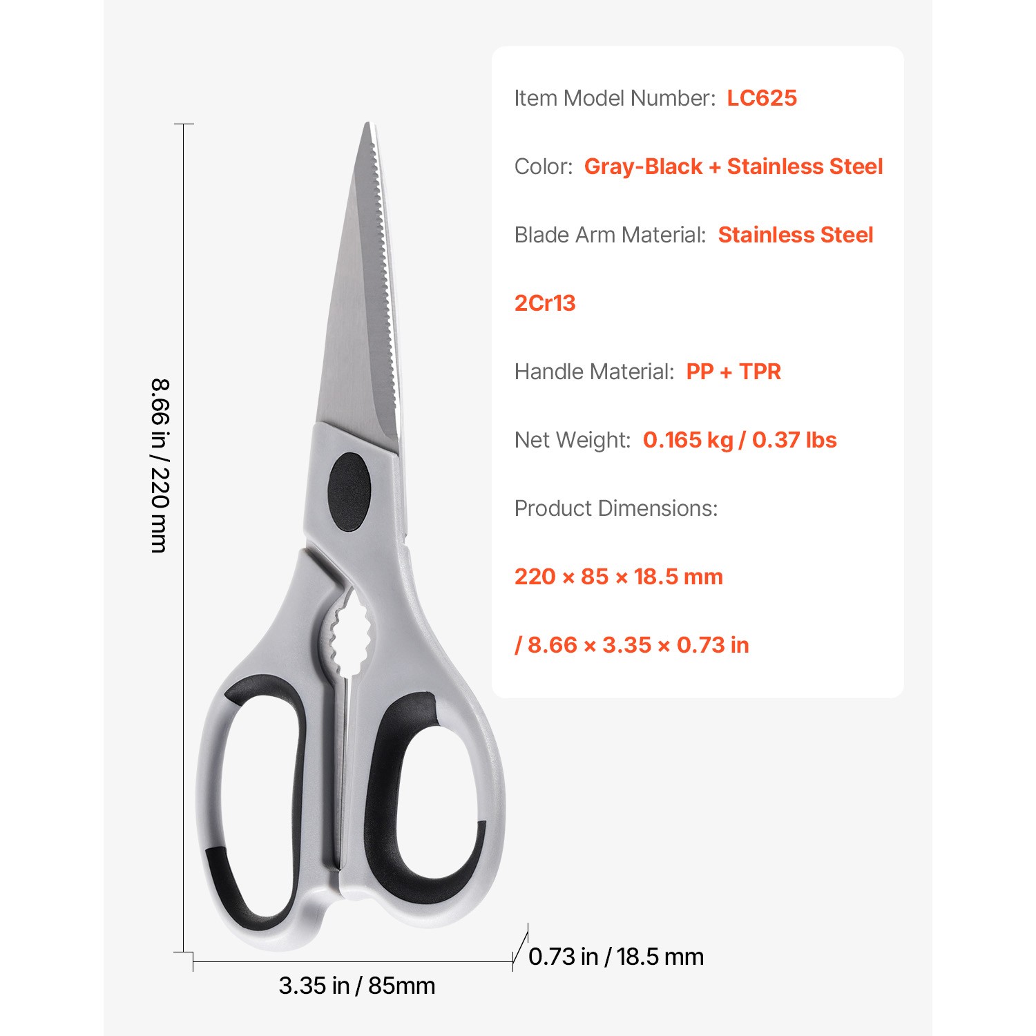 Uimoso Kitchen Scissors Stainless Steel Kitchen Shears Protective Sheath Grey