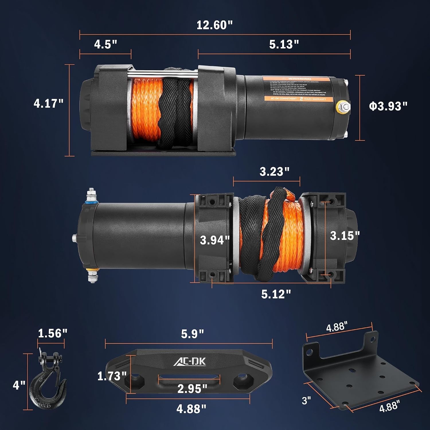 3500 lb ATV/UTV Winch – Efficient Synthetic Rope with Wireless Control