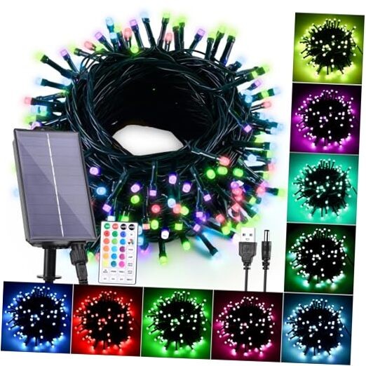 Solar String Lights Outdoor Waterproof 40Ft, 18 Colors Changing 100 LED 40FT