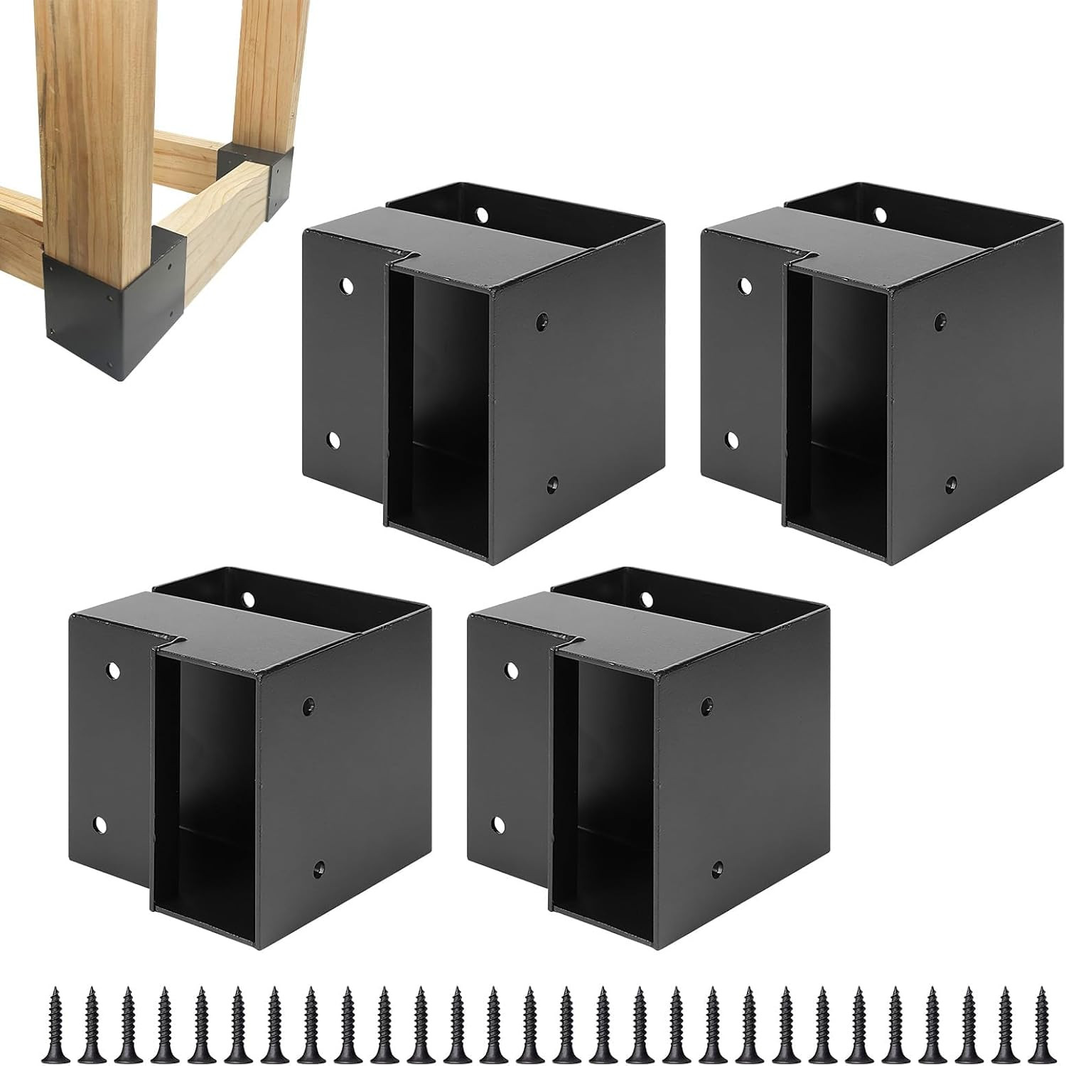 8 Pcs Steel Corner Brackets for Custom Workbench & Shelving - Black