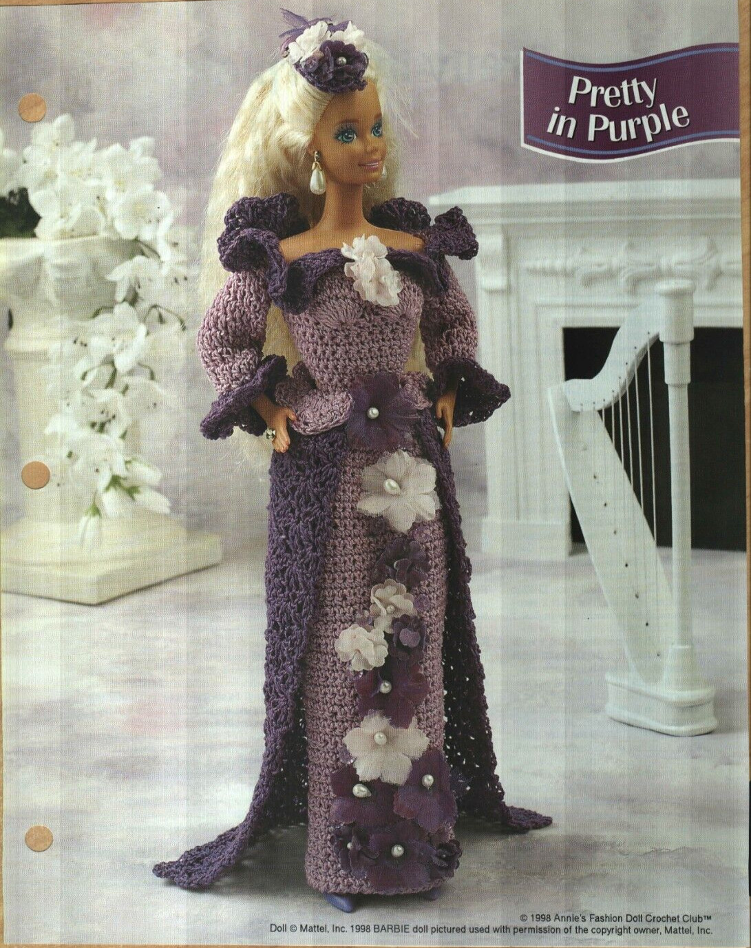 NEW PRETTY IN PURPLE DRESS FASHION DOLL ANNIE'S CROCHET PATTERN INSTRUCTIONS