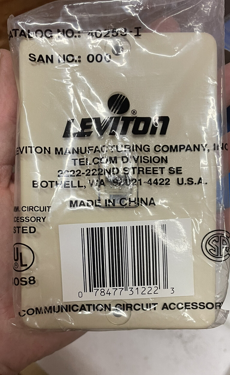 New Leviton 40253-1 Modular Wall Jacks - QTY 1