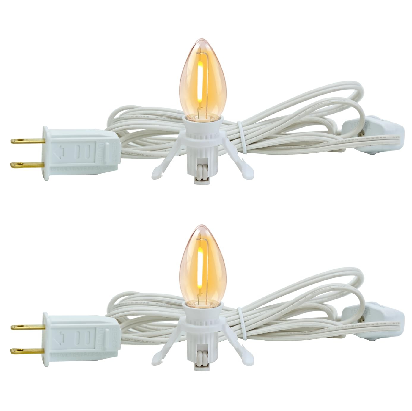 2 Pack Accessory Cord with 2 C7 Led Light Bulb Candelabra-Base E12 2-pack