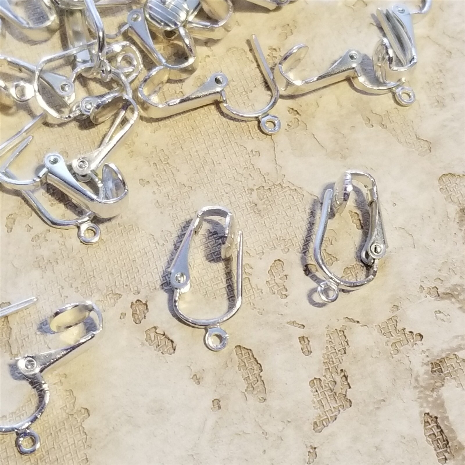 Clip On Pierced Look Earring Hooks Findings Silver Plated 10 pcs