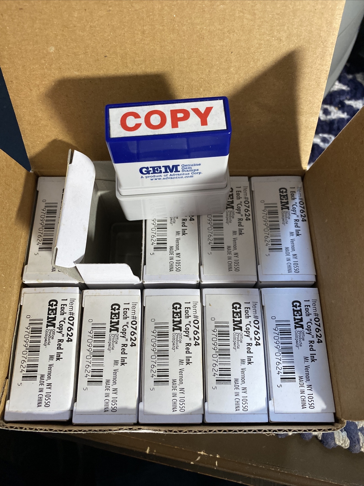 10 Pack of GEM COPY Red Ink Stamp 07624 New in a case 10 Individually Packed