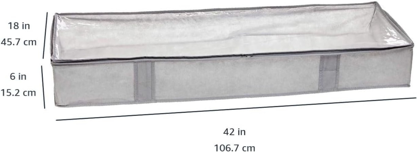 Versatile Fabric Under Bed Storage Containers with Zipper Closure - 2-Pack, Gray