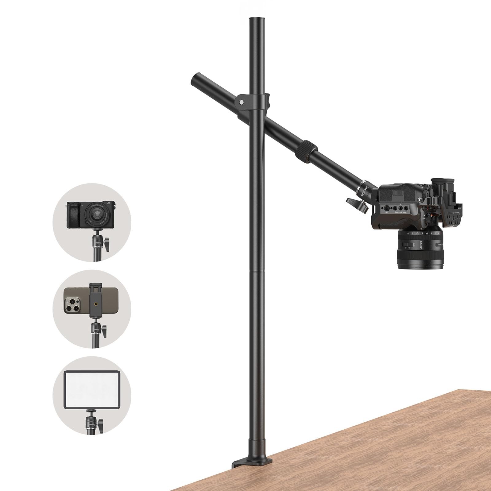 Camera Desk Mount, Overhead Camera Arm Stand for Desk with 360° Ball Head,for...