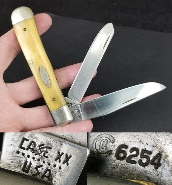 1981 Case xx 6254 pocket knife genuine bone Trapper Collectors Club 9 dot