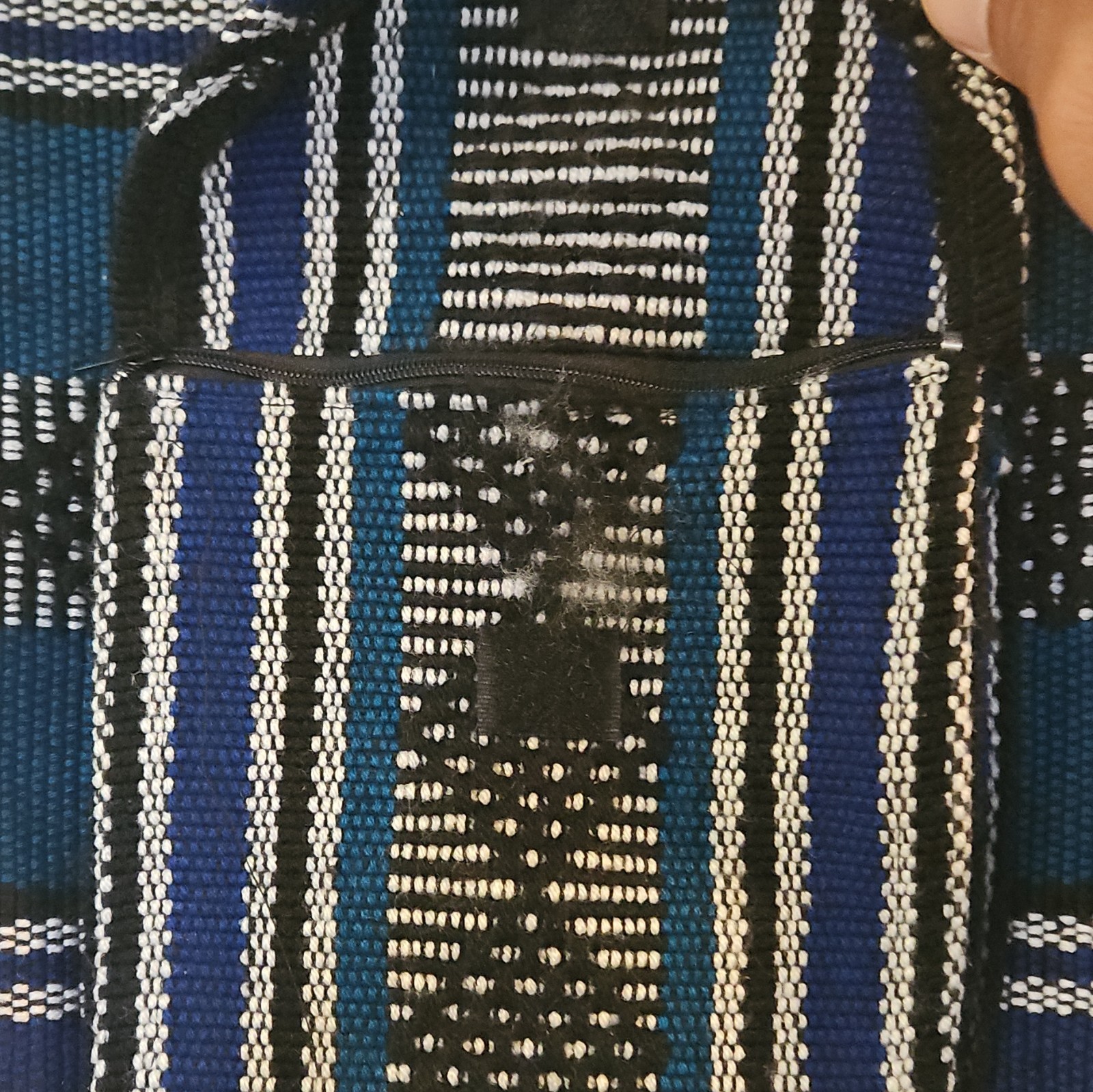 Blue/Black/White Striped Fabric Drawstring Backpack Unisex Adults Beach
