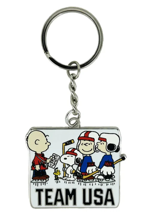 Peanuts Snoopy Team USA Winer Olympics Hockey Gang Keychain