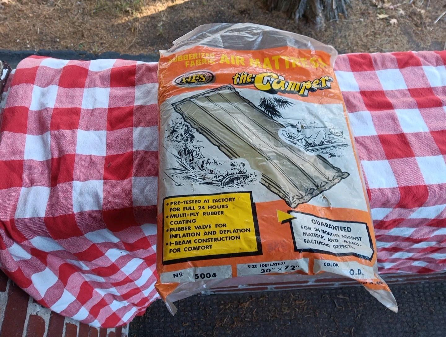 VINTAGE RUBBERIZED FABRIC AIR MATTRESS THE CAMPER WFS RUBBER NOS