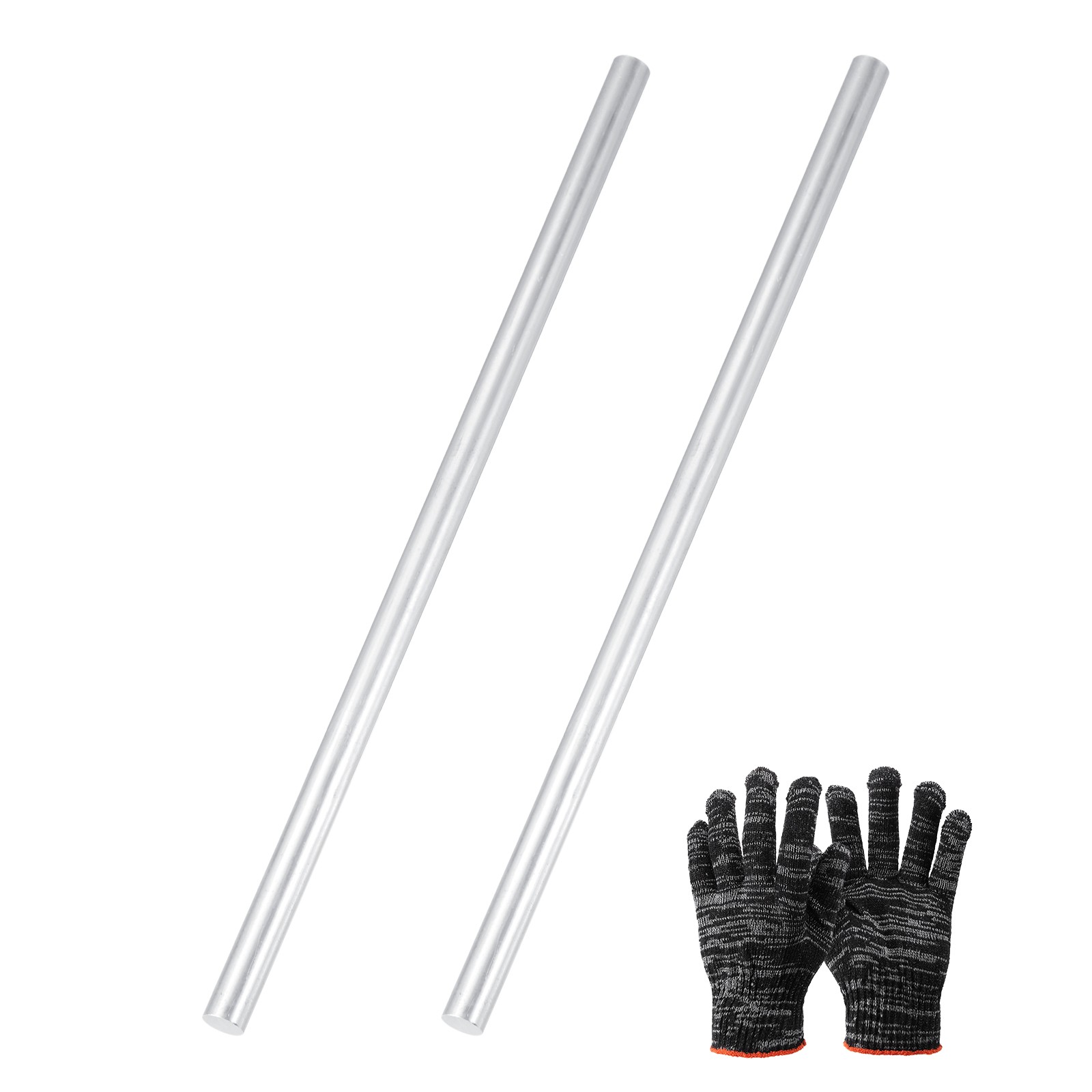2 Pcs 6061 Aluminum Rod for 3/8\"(9mm) x 8\"(204mm), Silver Tone
