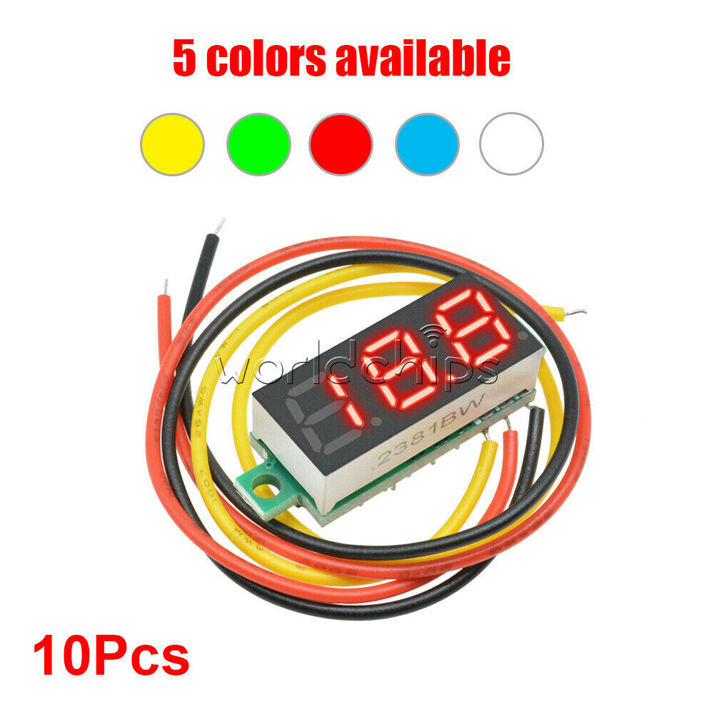 10X DC 0-100V Mini 0.28 inch 3-Digital Voltmeter Led Voltage Panel Meter 3-Wire