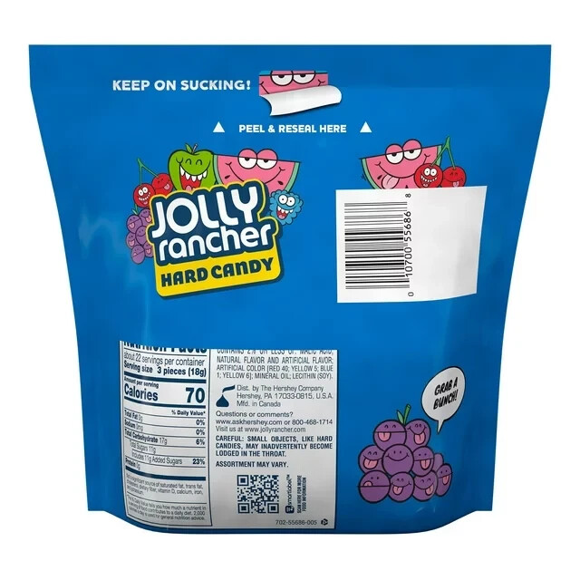 Jolly Rancher Assorted Fruit Flavored Hard Candy, Resealable Bag 14 oz