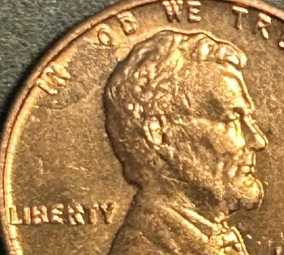 1960 D Lincoln Cent Struck Through Grease. Missing G in God.