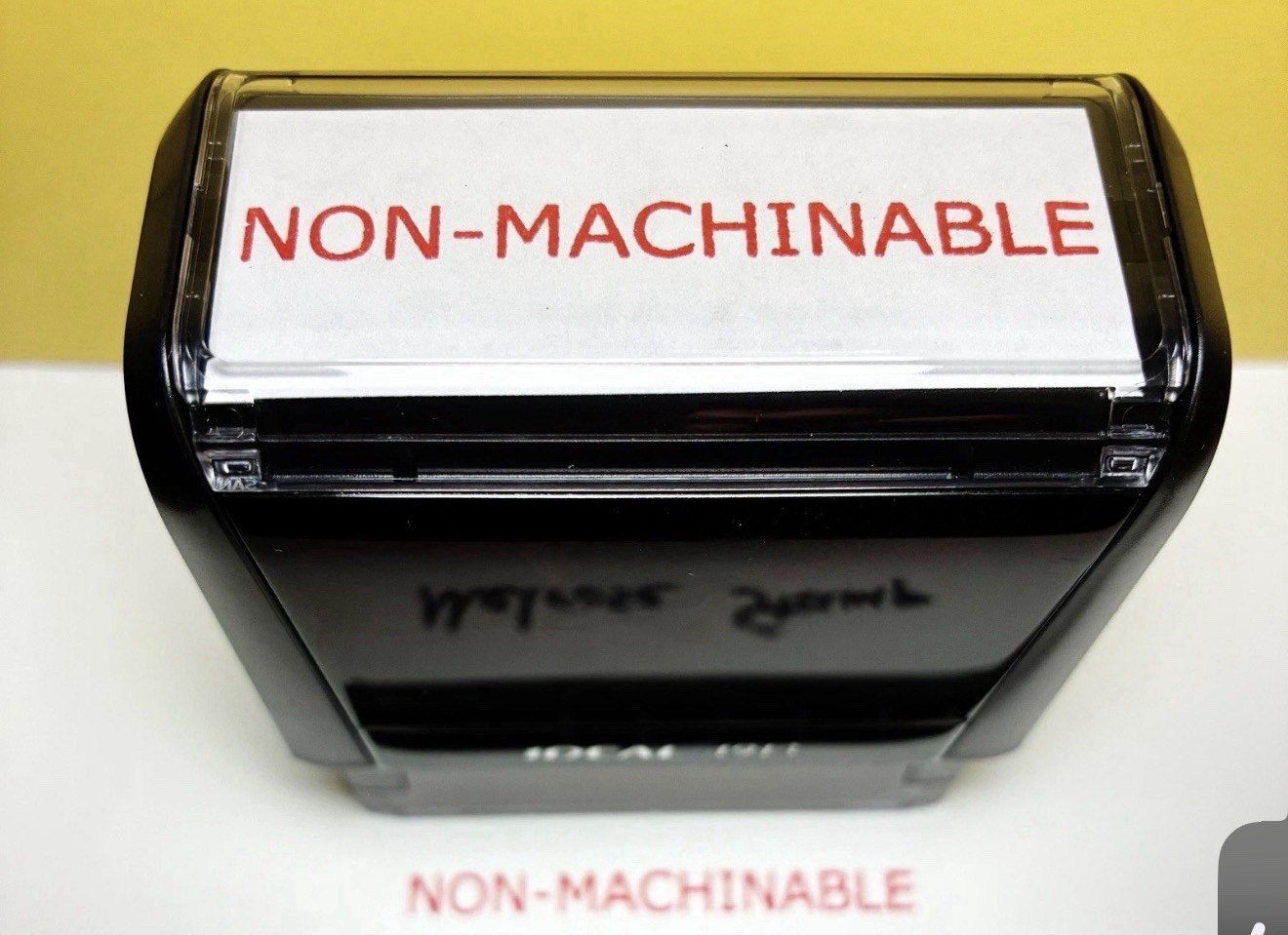 Nonmachinable Rubber Stamp Red Ink Self Inking Ideal S-1540 Non-Machinable