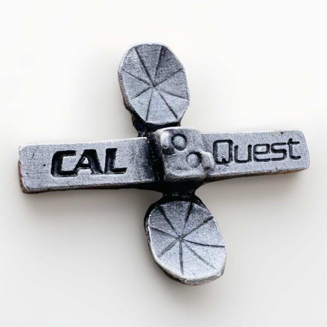 Vintage Cal Quest Space Satellite 3D Metal Lapel Hat Pin AR