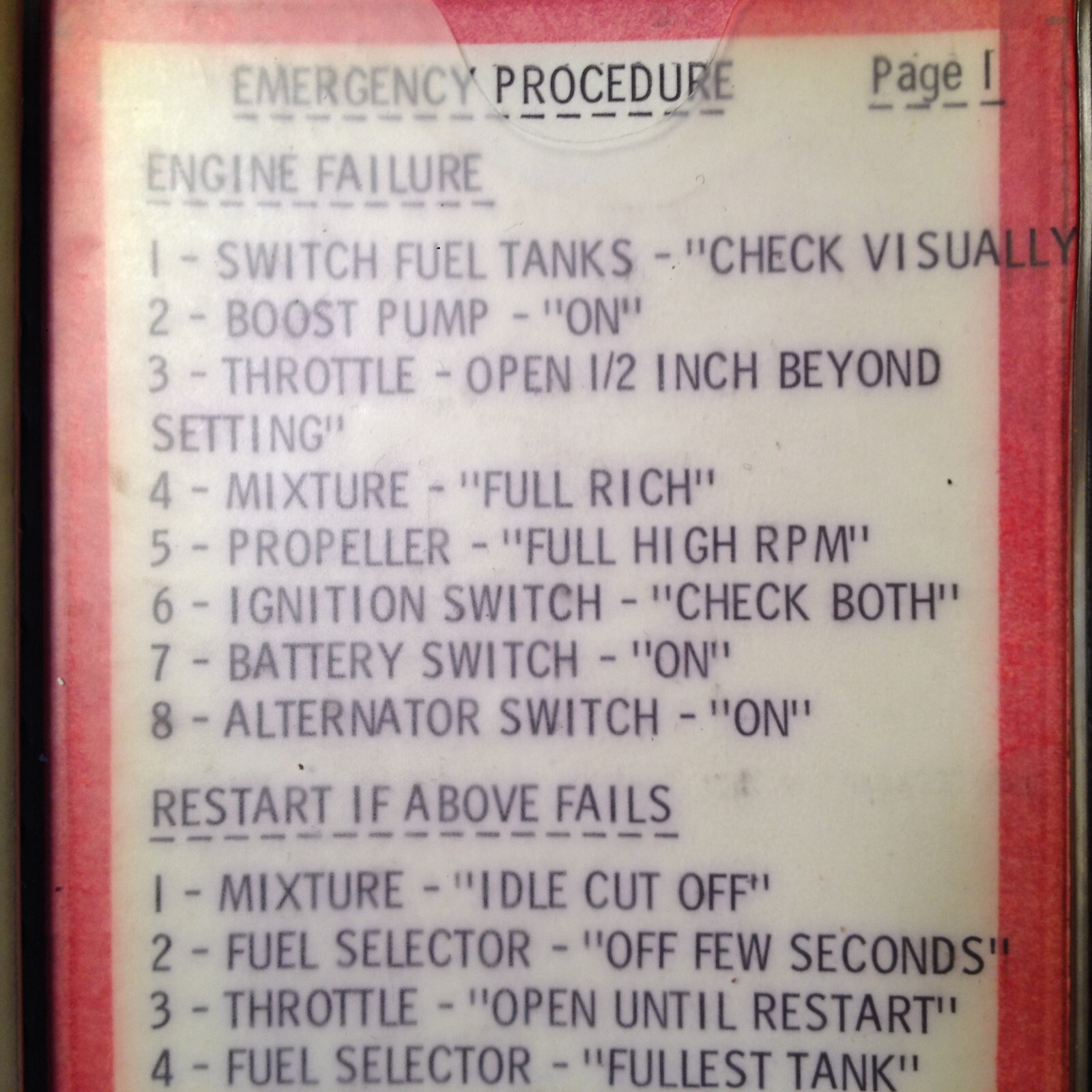 Beechcraft S-35  Pilot's Normal & Emergency Checklist