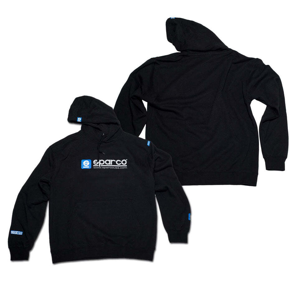 Sparco www Hooded 100% Pre-Shrunk Cotton Black Medium Sweatshirt SP03100NR2M