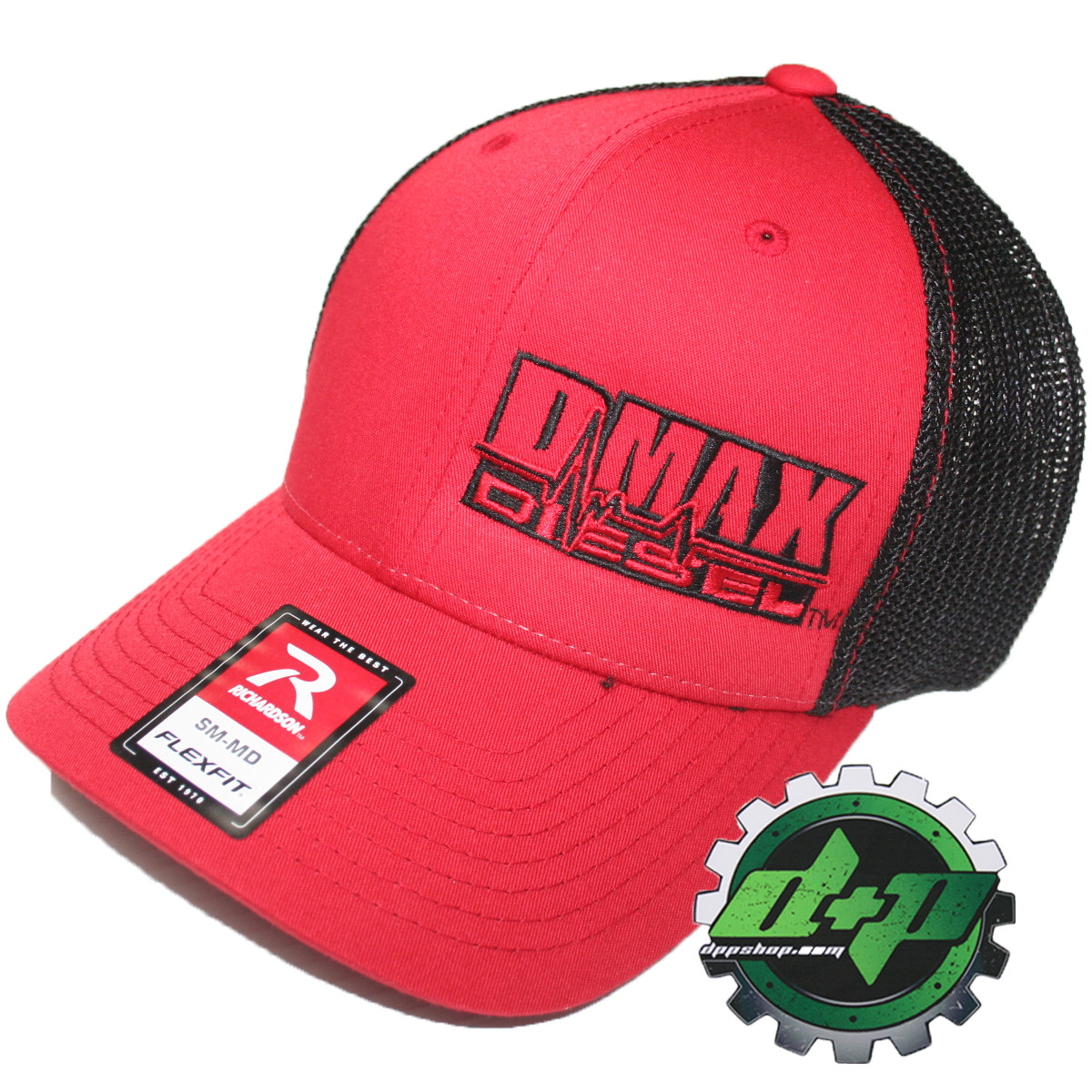 Duramax diesel Richardson 110 DMAX truck hat Flexfit Red black mesh back S/M