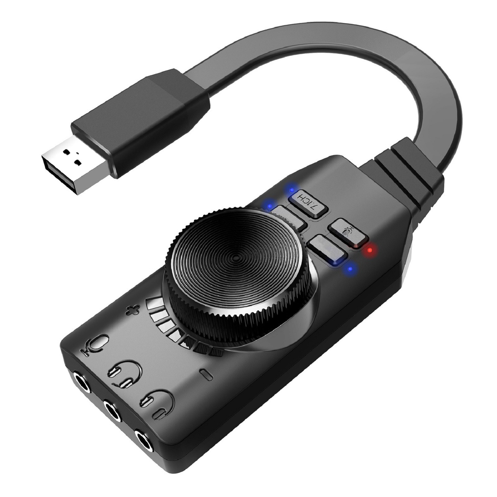 USB Sound Card External Sound Virtual 7.1 Channel Soundcard 3.5mm Audio Mic Jack
