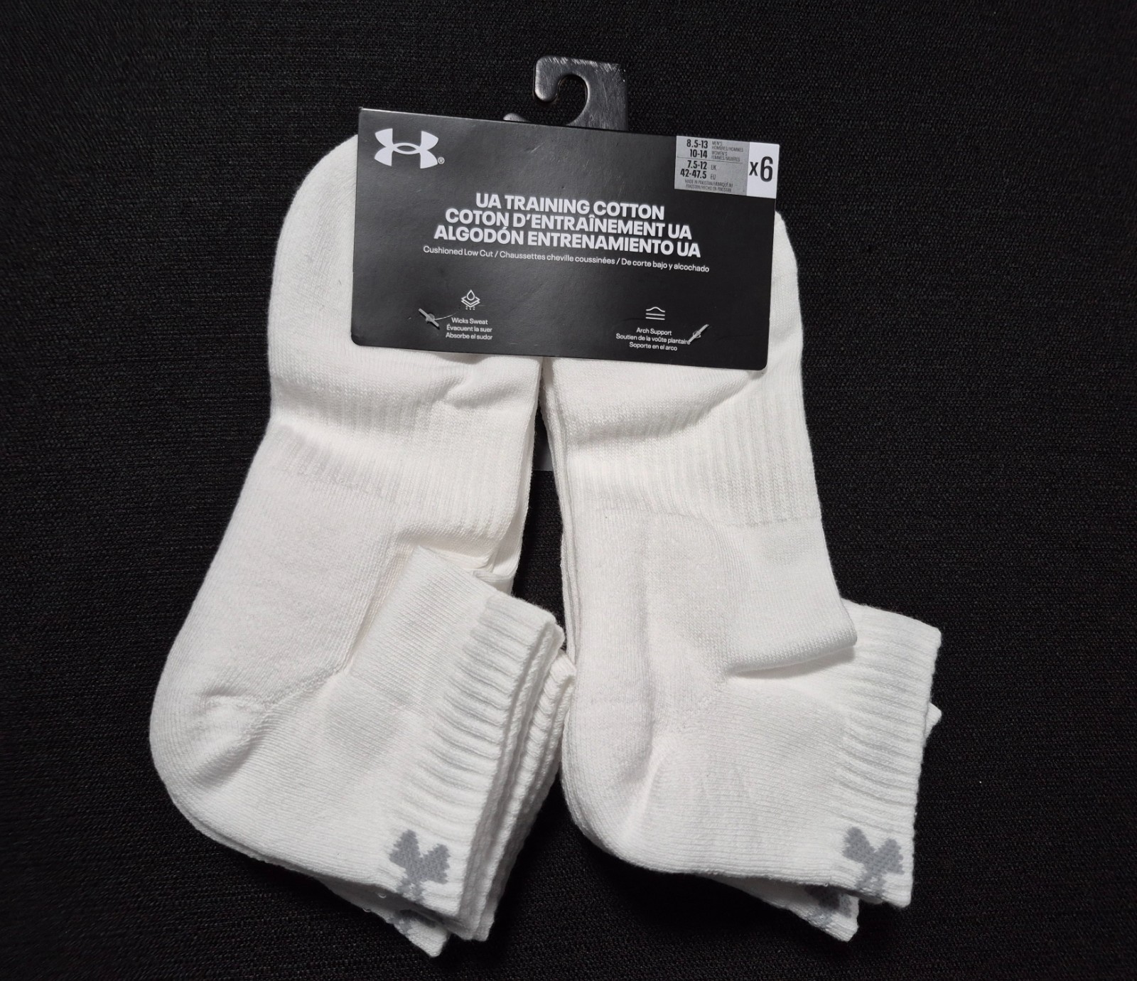 Under Armour -Mens Performance Training Cotton Cushioned Low Cut Socks SZ 8.5-13