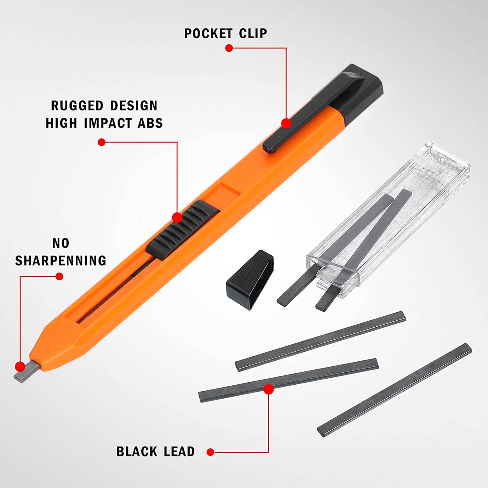 Mechanical Carpenter Pencil Scribing Tool Marker Set Kit With 6Pcs Refill