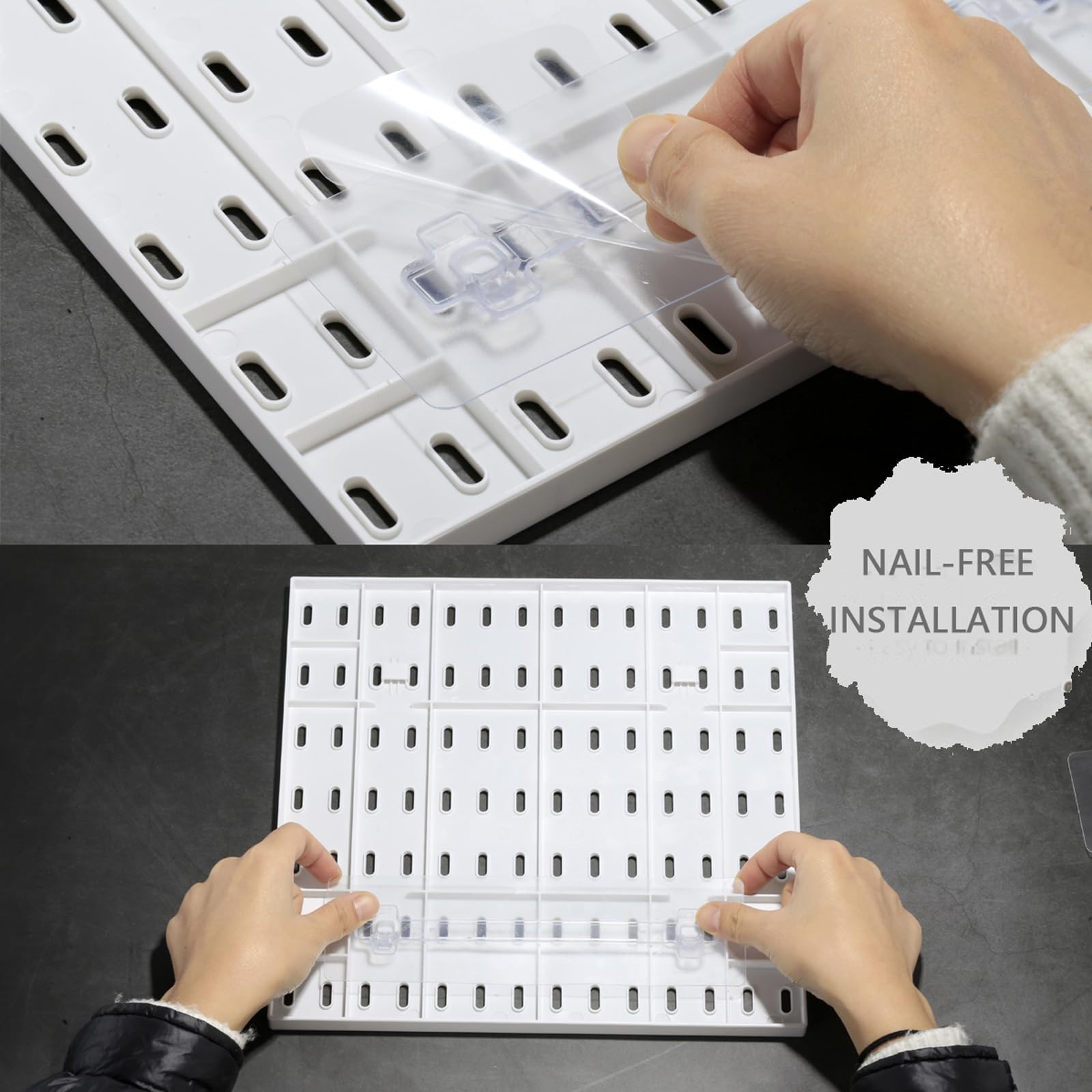 White Pegboard Combination Kit Wall Mount Storage 4 Panel 14 Accessory 22x22