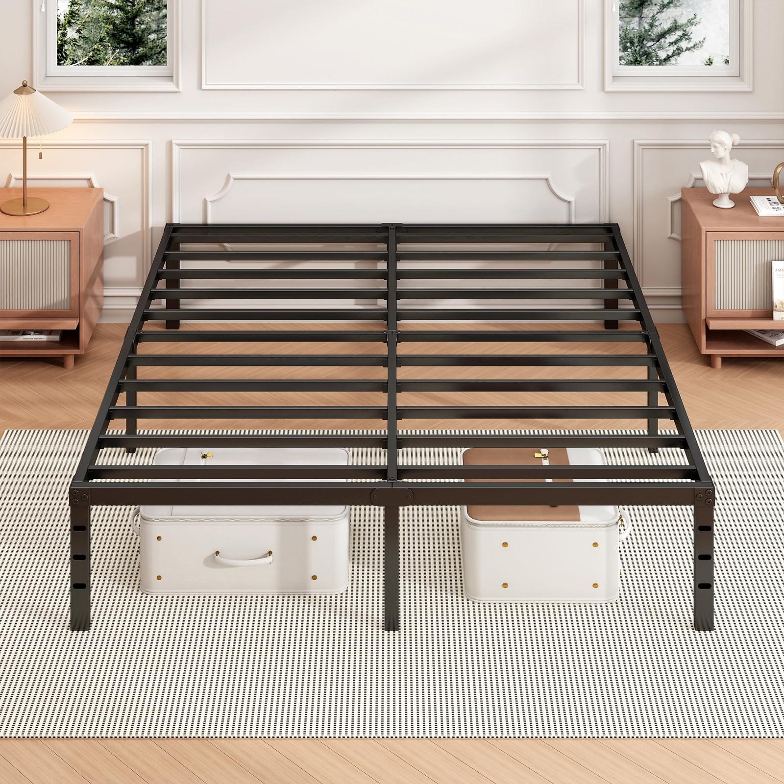 18 Inch Full Bed Frame - Sturdy Metal Platform Full Size, No Box Spring Neede...