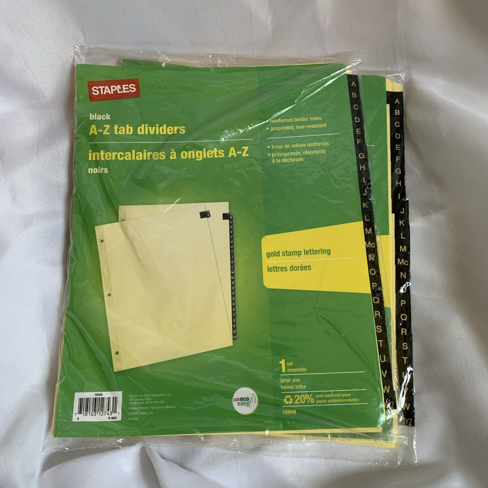 New Staples A-Z Letters Leather Gold Stamp Letters Tab Dividers Black Lot 2 Set