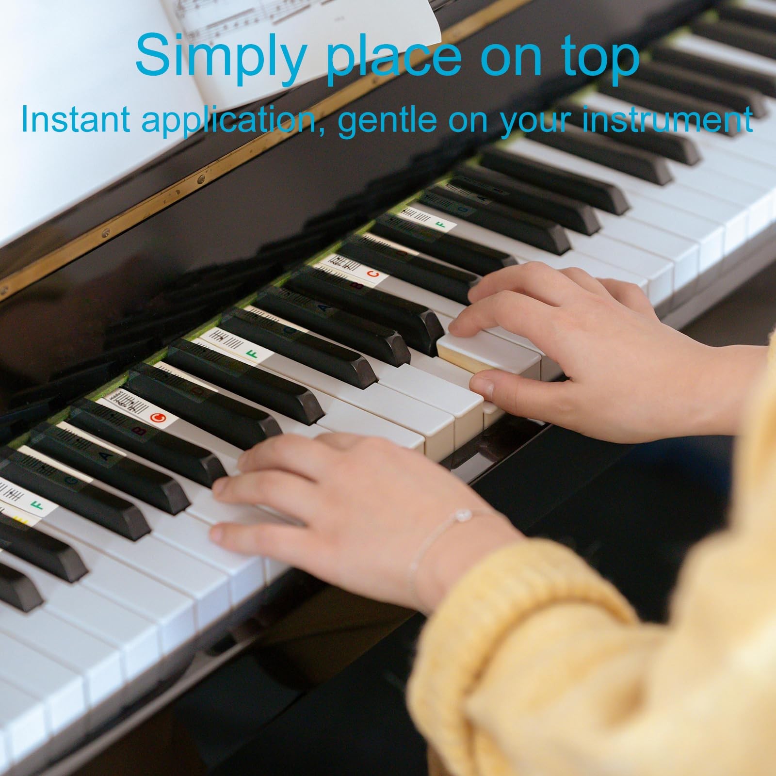 ZUFECY Piano Notes for Beginner, Removable 88-Key Full Size, Colorful