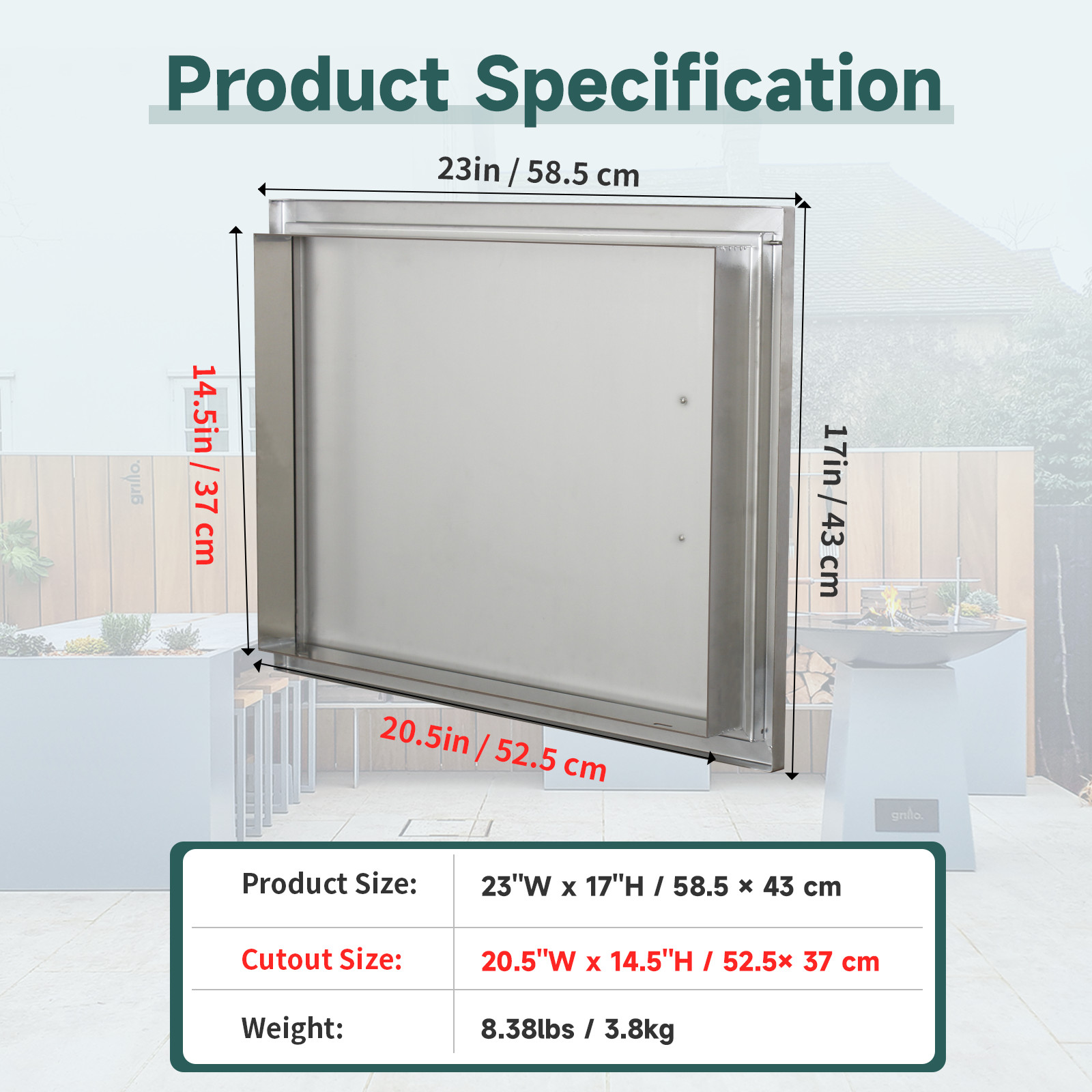 Outdoor Kitchen Doors Stainless Single Access Flush Mount Door(Multiple sizes)