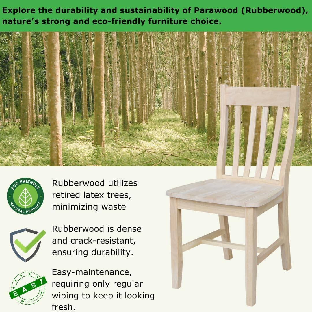 International Concepts Cafe Dining Chairs Solid Parawood Bistro Style Unfinished
