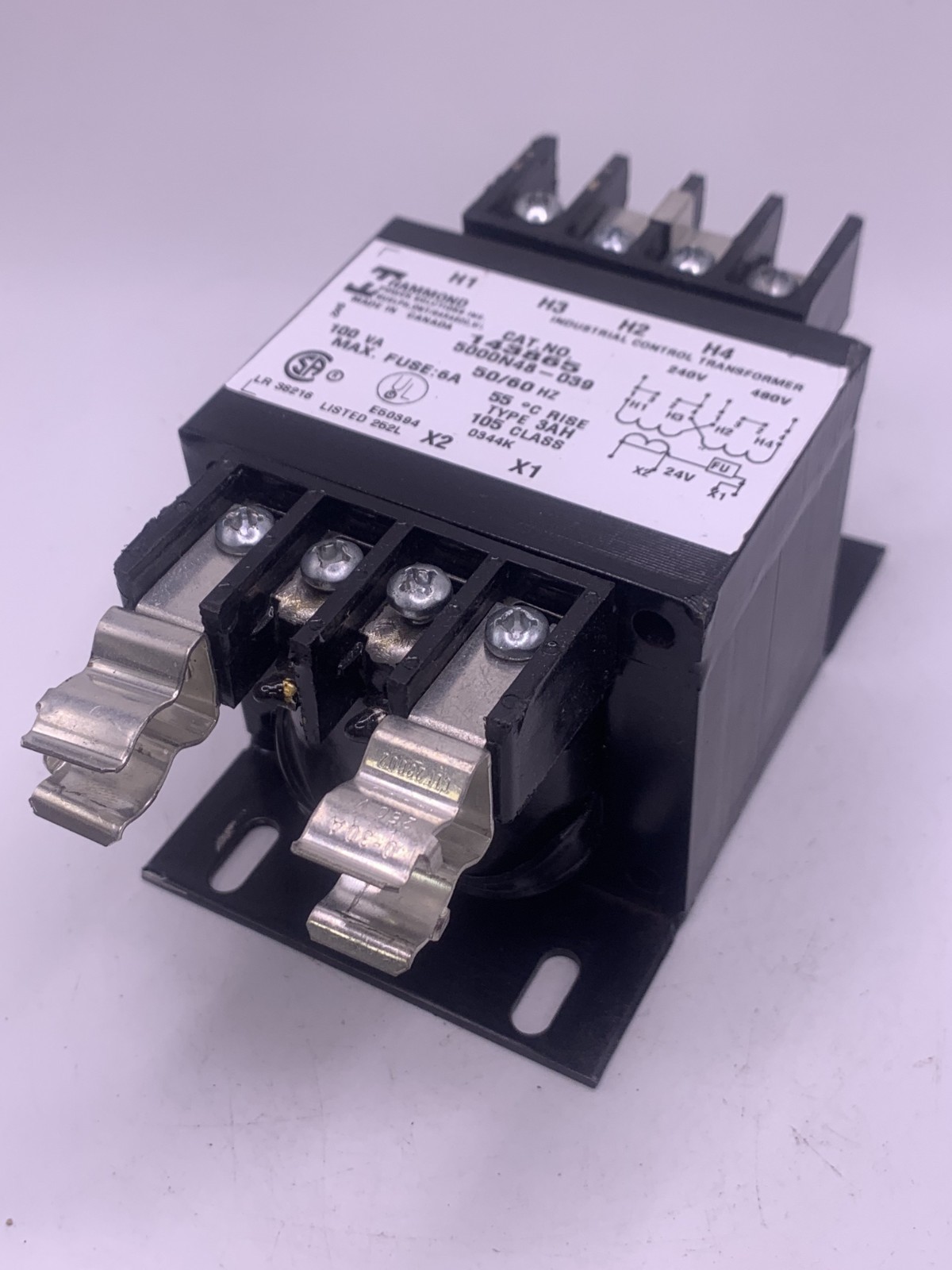 Hammond 143865 Control Transformer, 100VA, 240/480V, 24V, 5000N48-039, USED