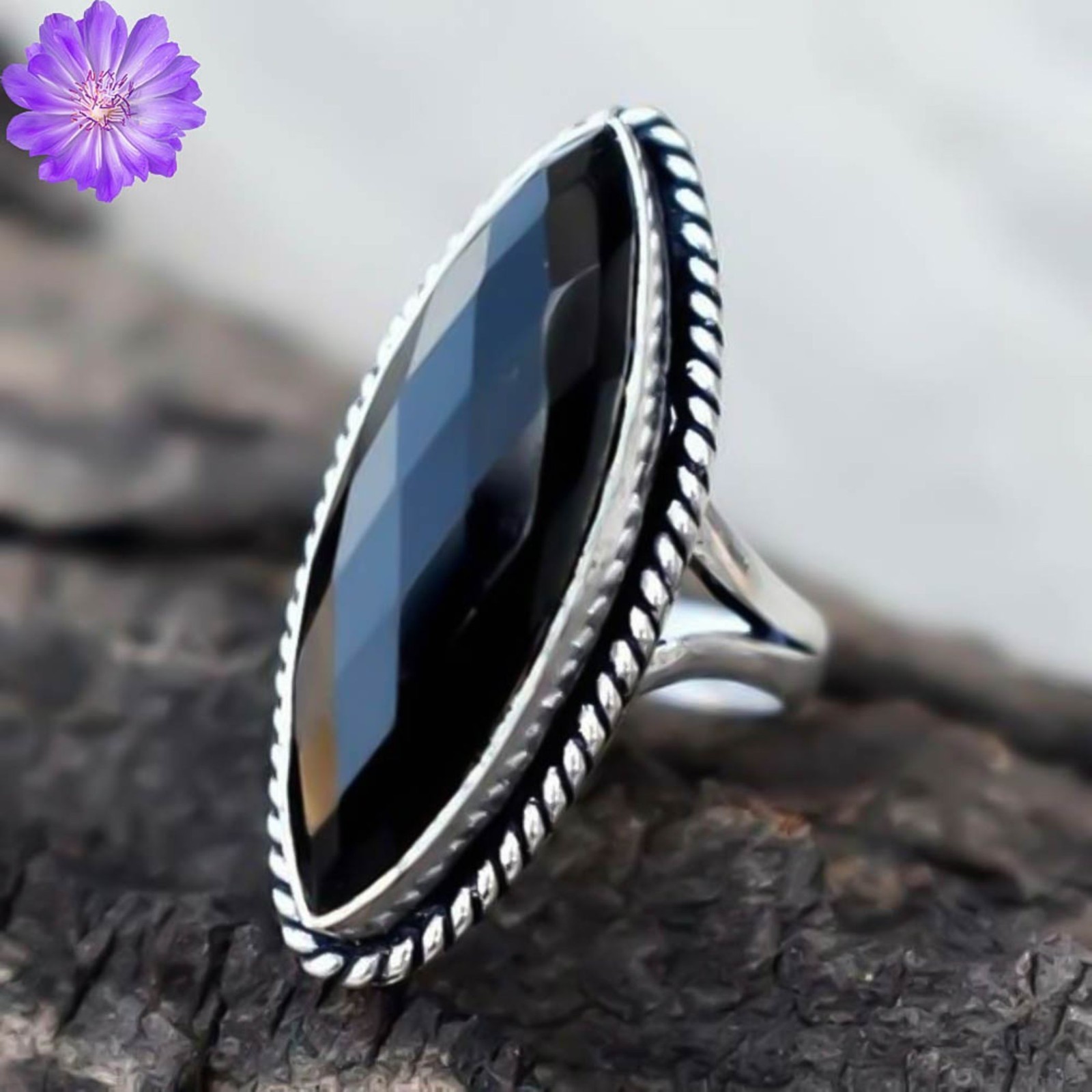 Black Spinel Gemstone 925 Sterling Silver Ring Handmade Jewelry Gift Valentine