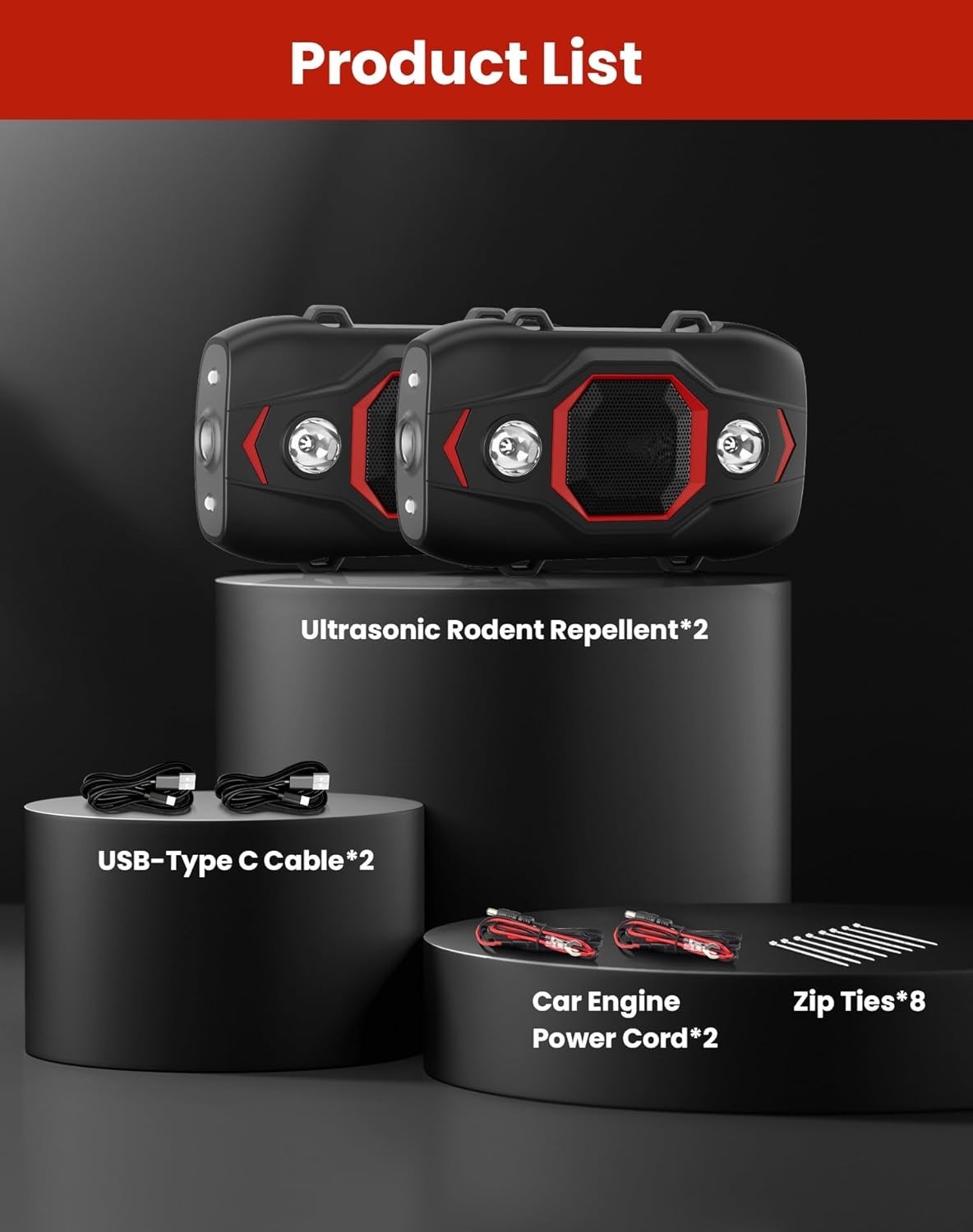 Multi-Use Ultrasonic Rodent Repellent with Dual-Sonic & Strobe Light Technology