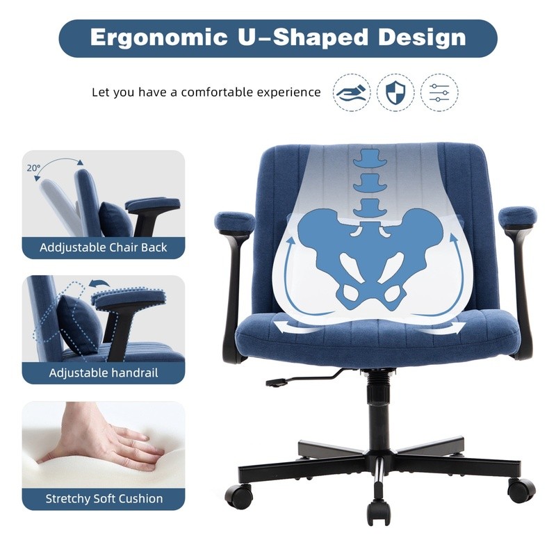 Modern Ergonomic Office Chair Adjustable Height Criss Cross Design W/ Pillow New