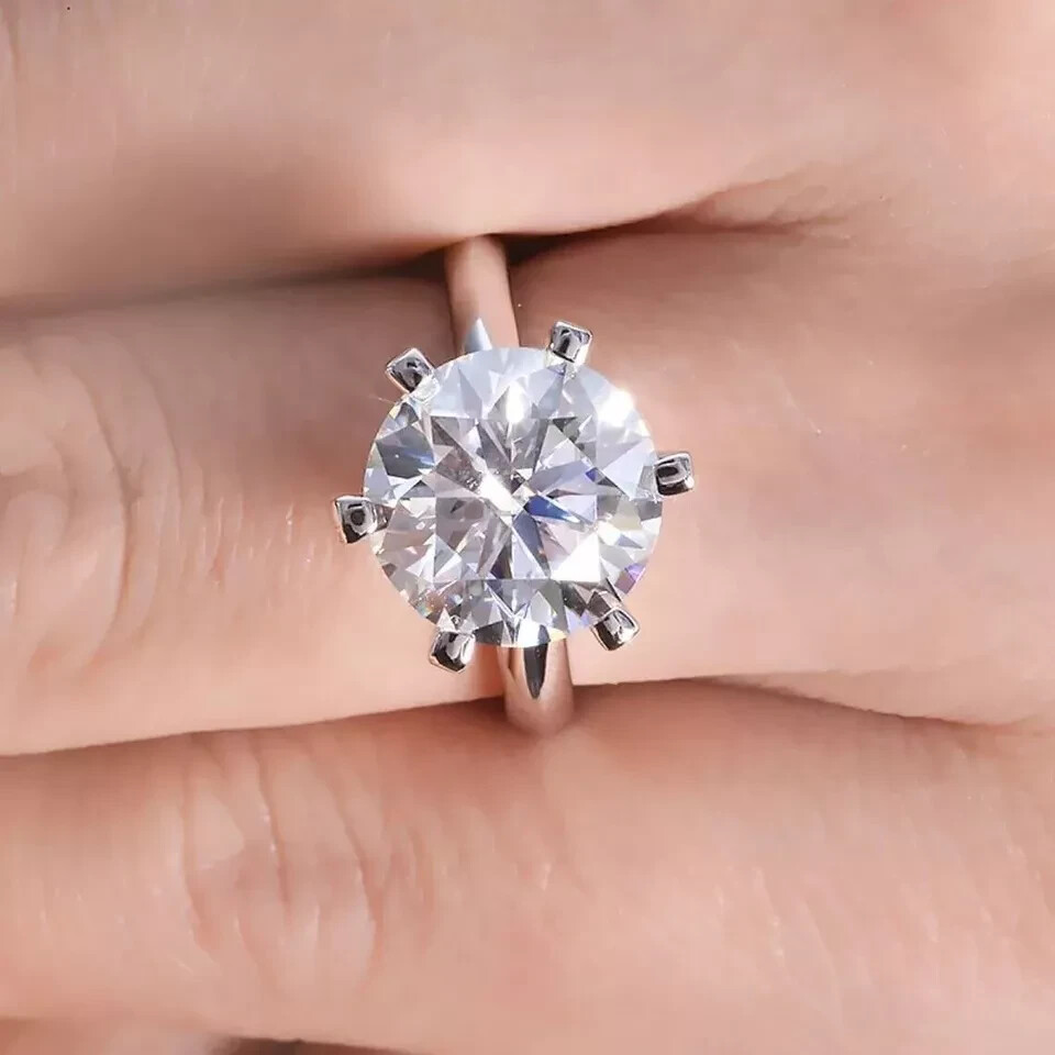 Certified RARE Natural 3.ct VS1 Round Cut White Diamond AAA 14K White Gold Ring