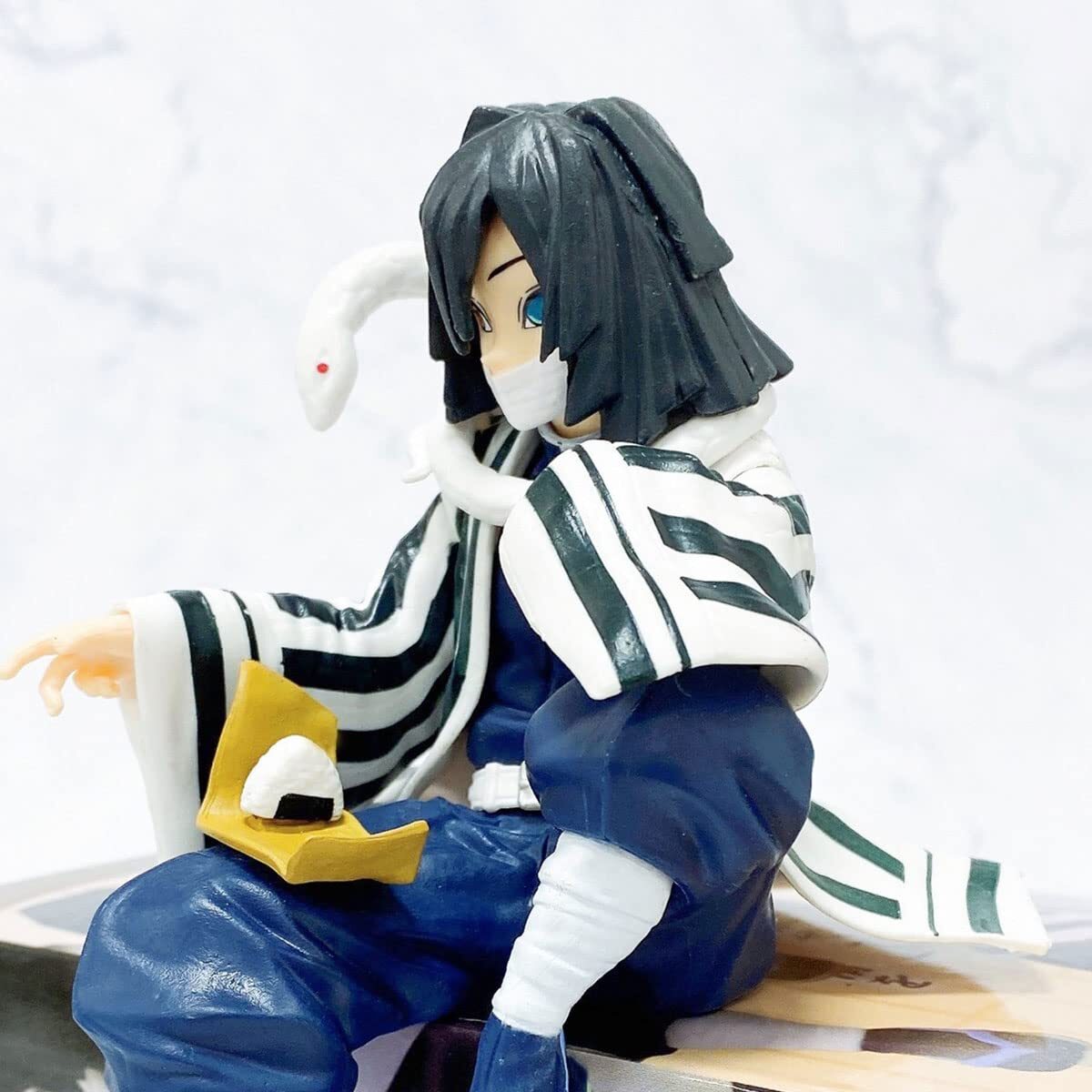 Demon Slayer Anime Action Figure Iguro Obanai Eat Rice Balls 5.1 Inch