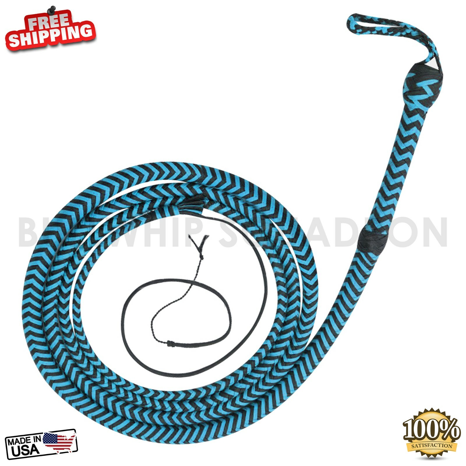 BULL WHIP 12 Feet long 16 Plaits Para-cord Nylon CUSTOM BULLWHIP EQUESTERIAN