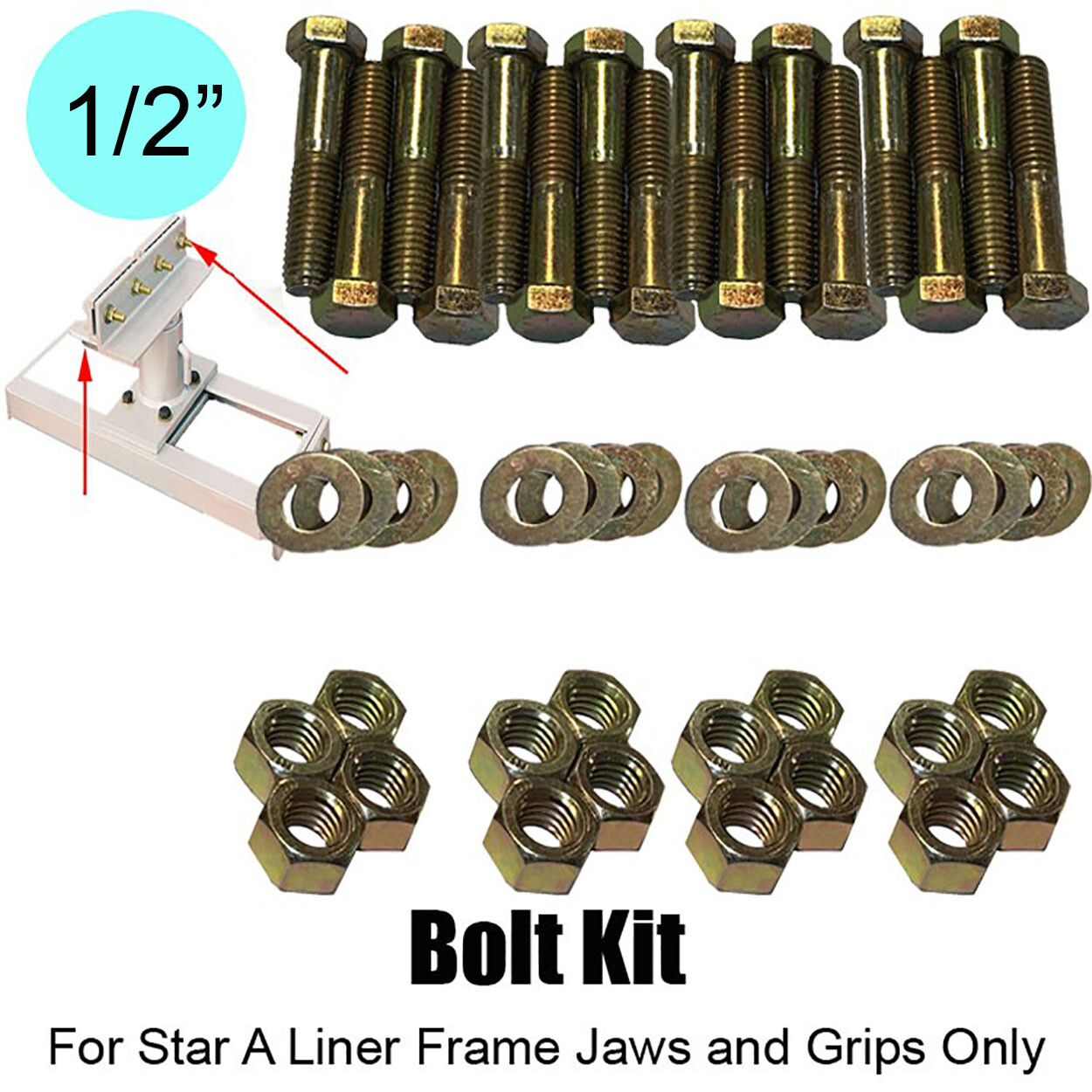 Star-A-Liner Pinch Weld Clamp Bolt Kit. Frame machine replacement bolt kit.