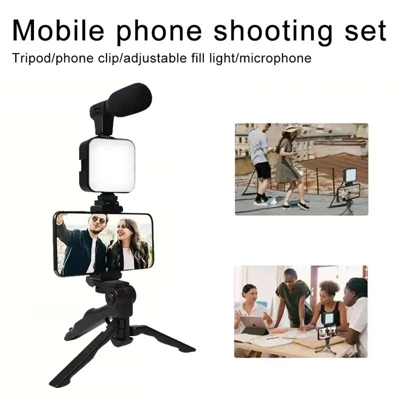 Smartphone Vlogging Kit for iPhone Android with Tripod Mini Microphone Starter