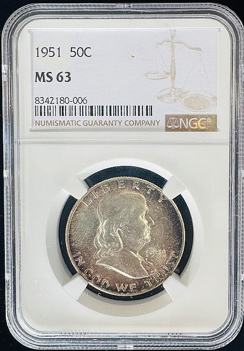 1951 Franklin Half Dollar NGC MS-63 Attractive Surfaces 50C