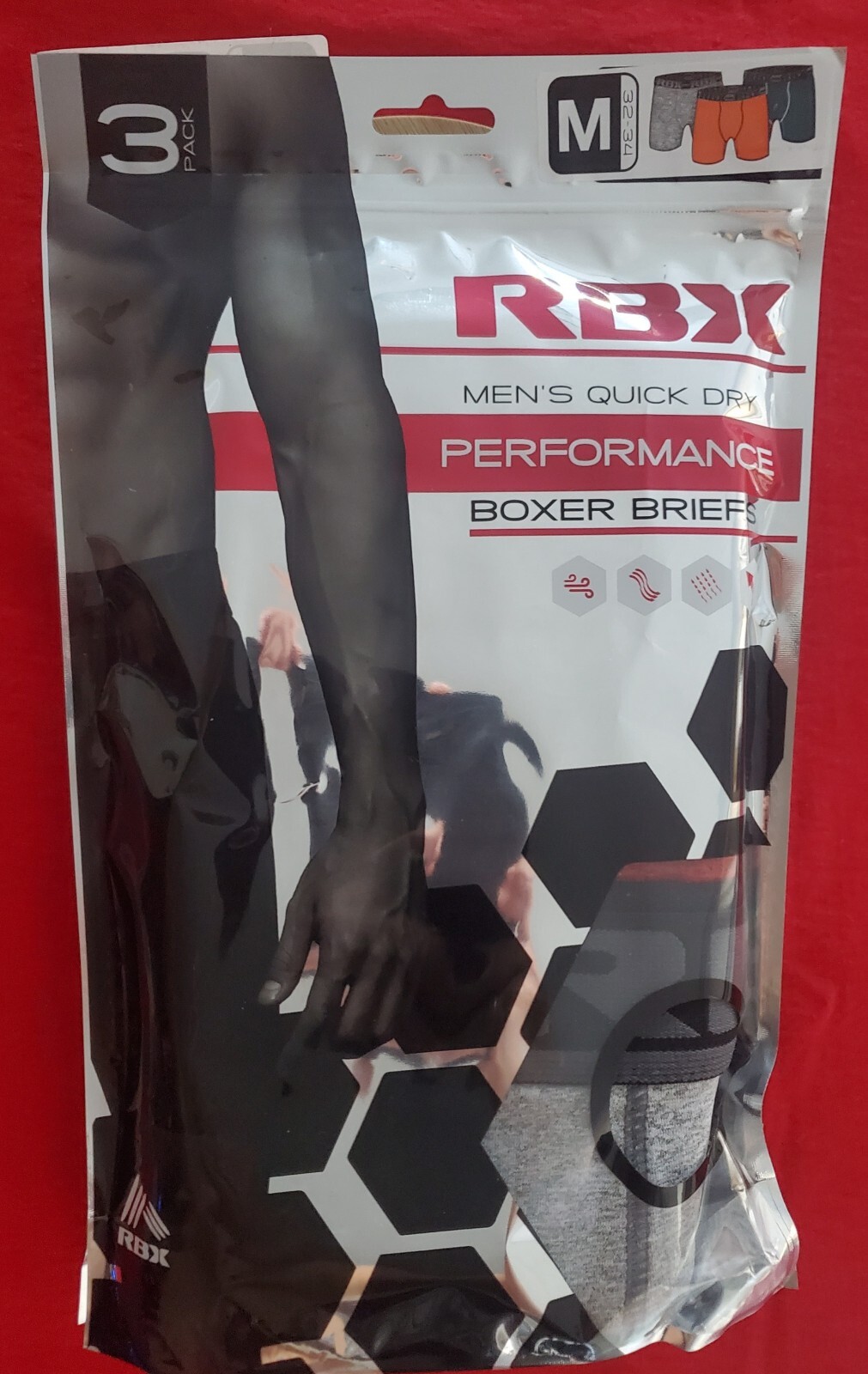 RBX Men's Quick Dray Sports Performance Boxer Briefs (3 pack)