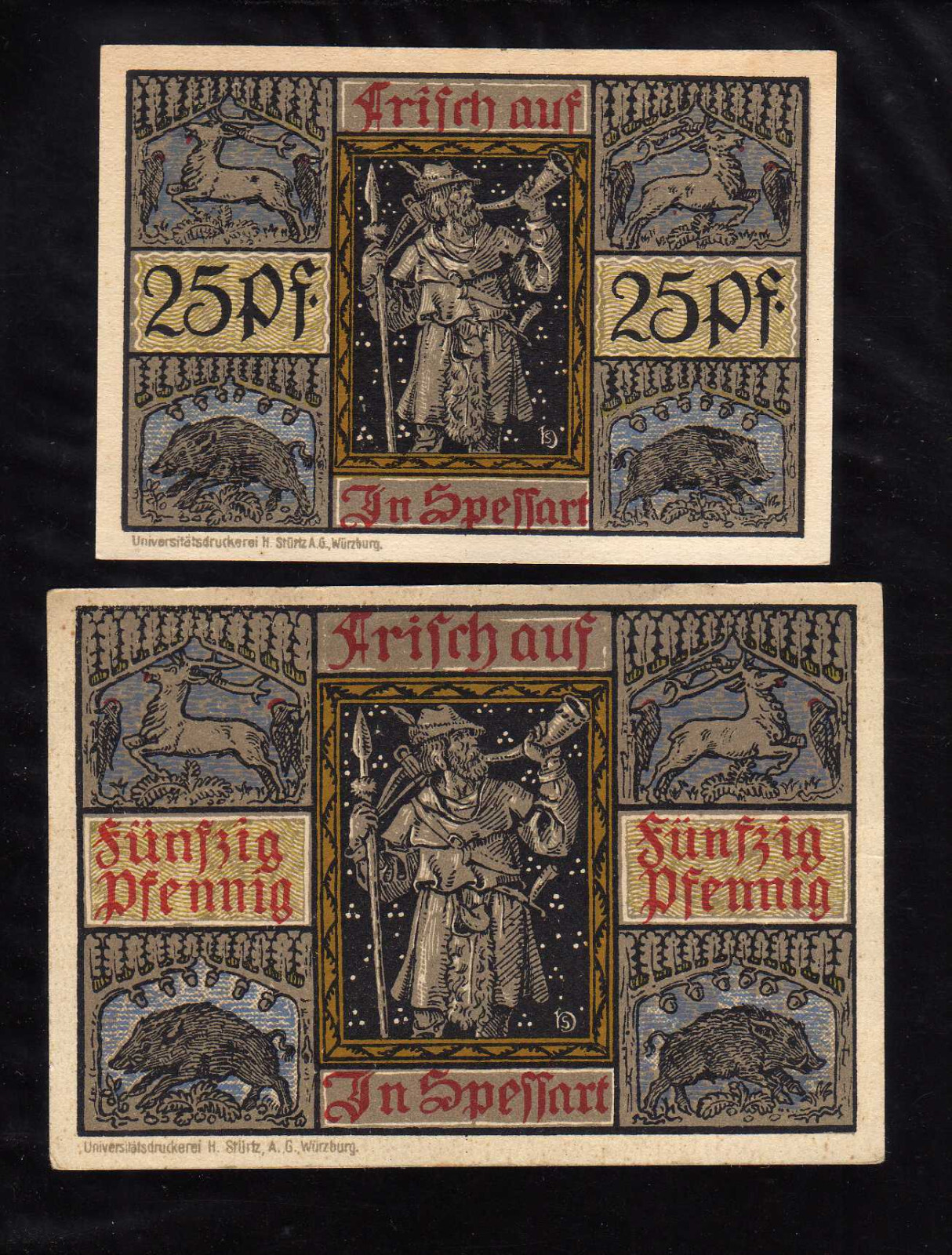 ASCHAFFENBURG - GERMANY NOTGELD  -    25, 50 PFENNIG