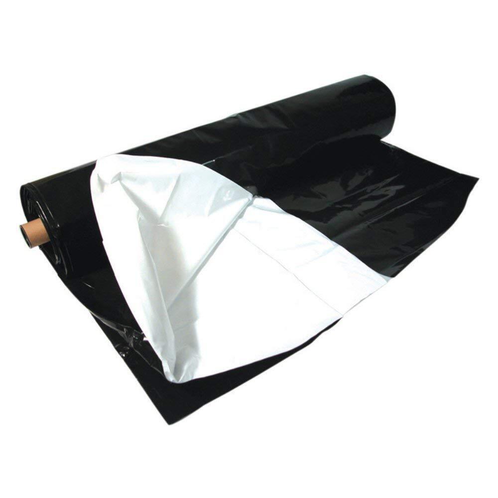 10' x 100' ft Black & White Film 5.5 Mil Reflective Poly Light Sheet Roll Panda
